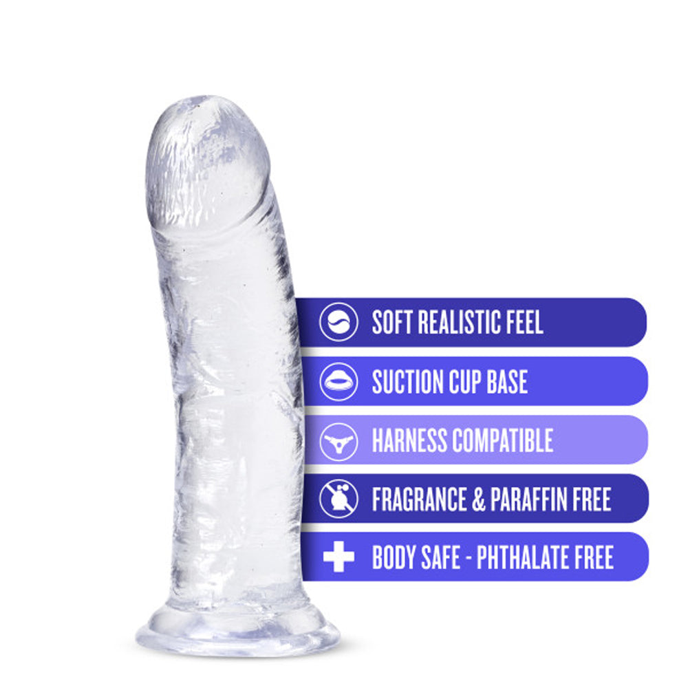 Blush B Yours Plus Roar n' Ride 8 in. Dildo with Suction Cup Clear