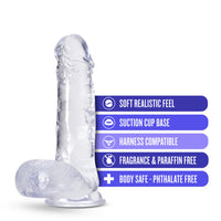 Blush B Yours Plus Rock n' Roll 7 in. Dildo with Balls & Suction Cup Clear