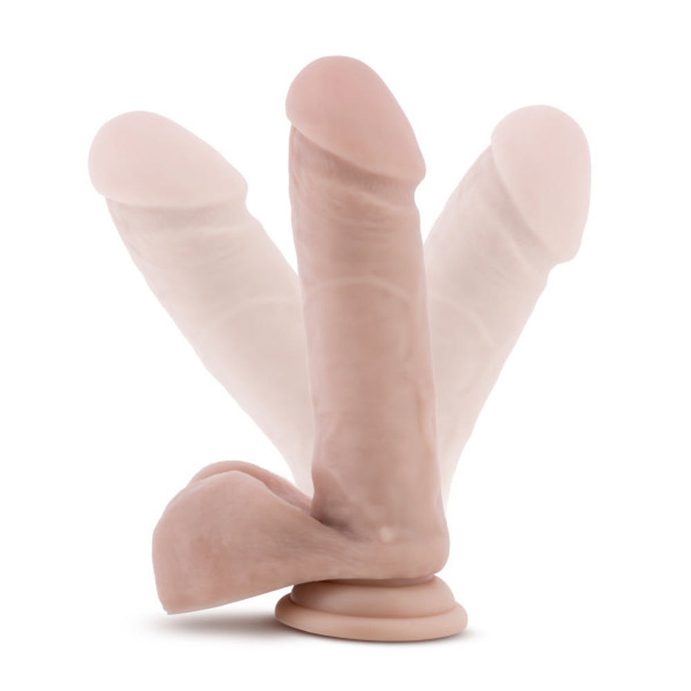 Blush Dr. Skin Plus Realistic 8 in. Triple Density Posable Dildo with Balls & Suction Cup Beige