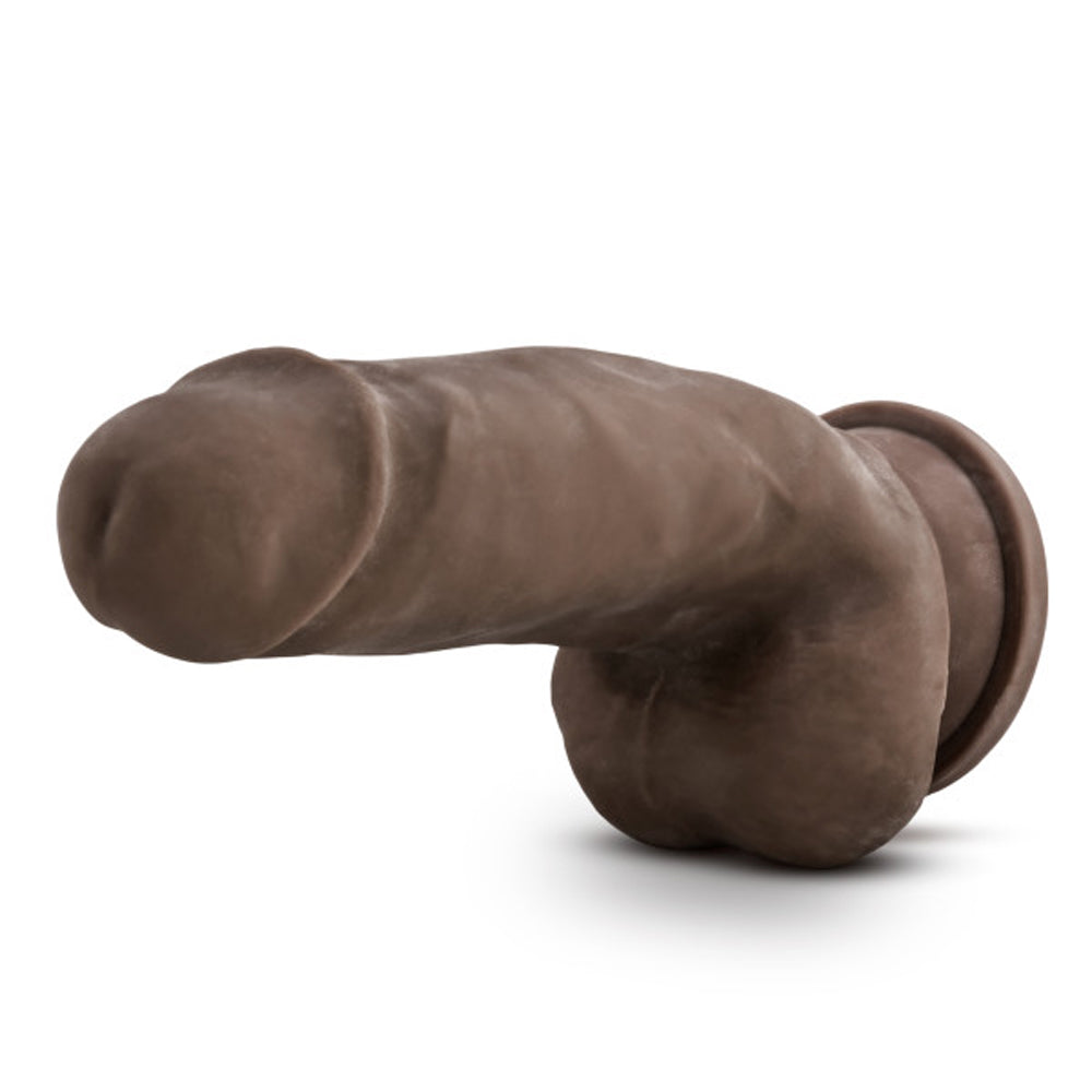 Blush Dr. Skin Plus Girthy 7 in. Triple Density Posable Dildo with Balls & Suction Cup Brown