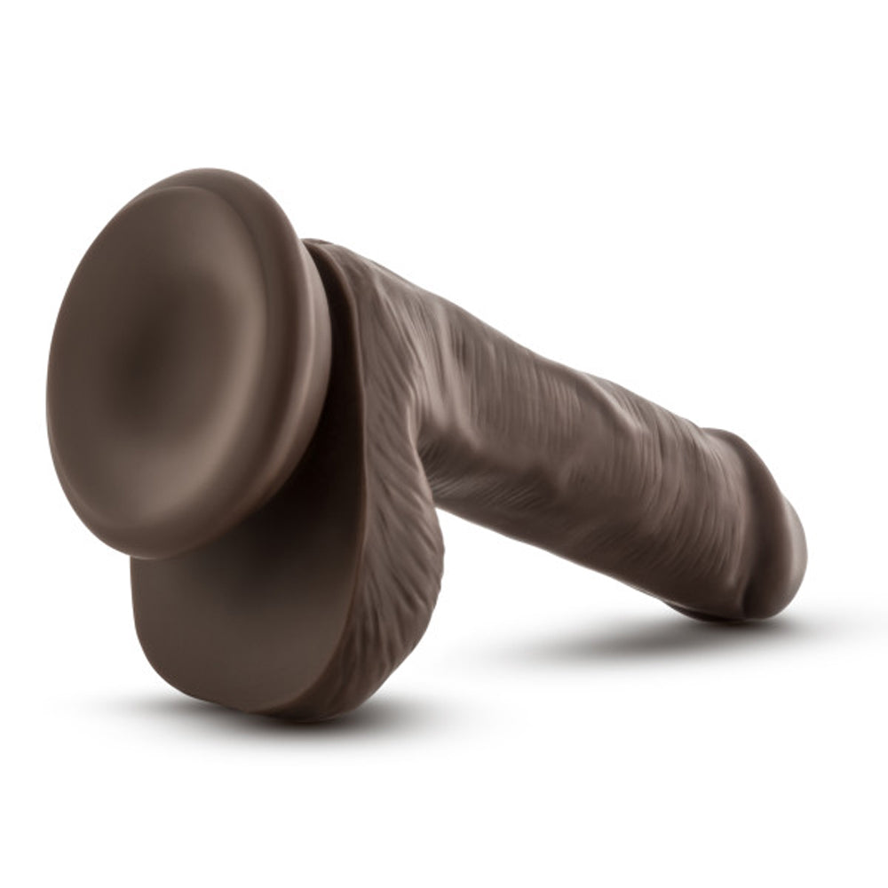 Blush Dr. Skin Plus Realistic 6 in. Triple Density Posable Dildo with Balls & Suction Cup Brown