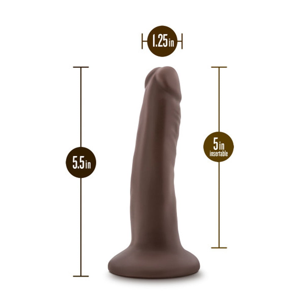 Blush Dr. Skin Plus Realistic 5 in. Triple Density Posable Dildo with Suction Cup Brown