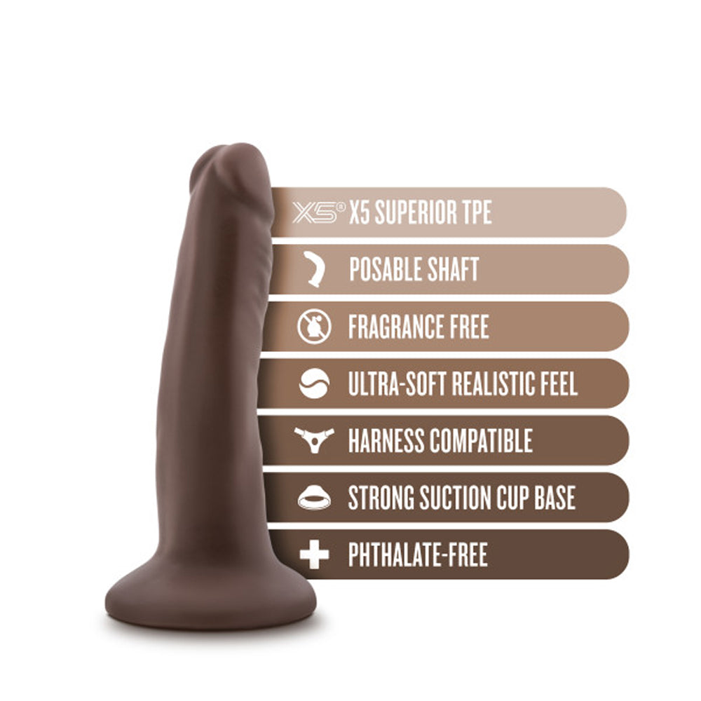 Blush Dr. Skin Plus Realistic 5 in. Triple Density Posable Dildo with Suction Cup Brown