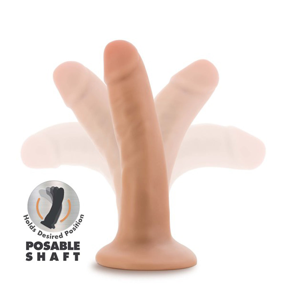 Blush Dr. Skin Plus Realistic 5 in. Triple Density Posable Dildo with Suction Cup Beige