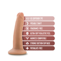 Blush Dr. Skin Plus Realistic 5 in. Triple Density Posable Dildo with Suction Cup Beige