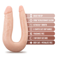 Blush Dr. Skin Silicone Dr. Double Realistic 12 in. Dual-Ended Dildo Beige