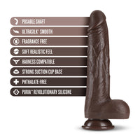 Blush Dr. Skin Silicone Dr. Murphy Rechargeable Remote-Controlled 8 in. Thrusting Dildo with Balls & Suction Cup Brown