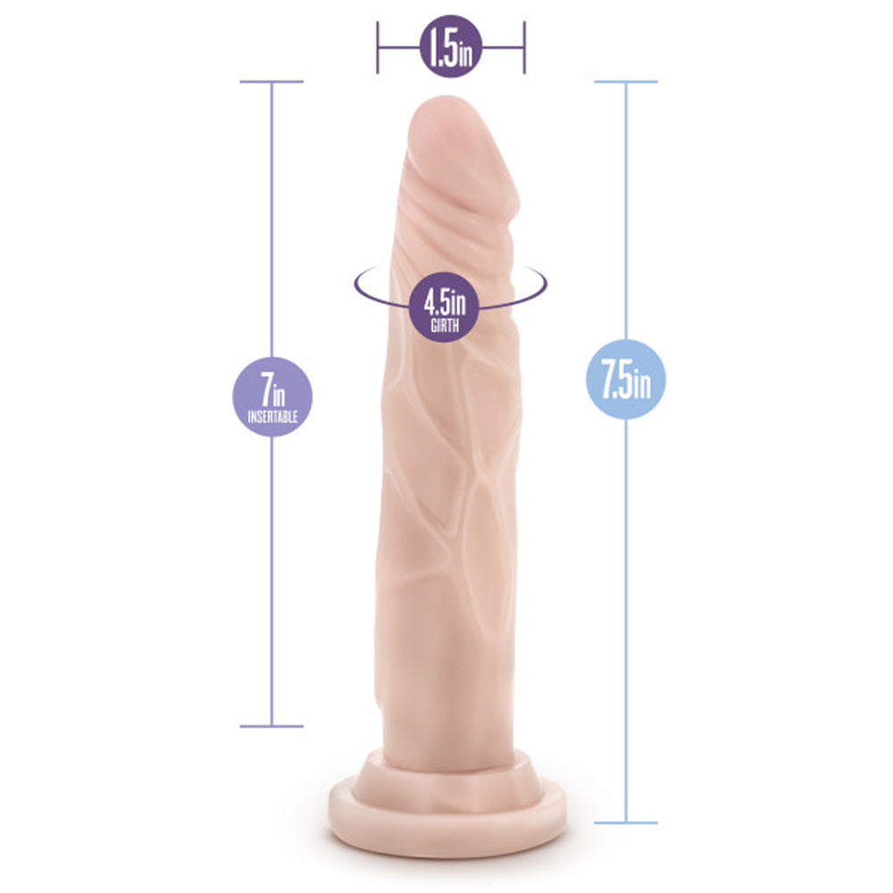 Blush Dr. Skin Silicone Dr. Carter Realistic 7 in. Posable Dildo with Suction Cup Beige