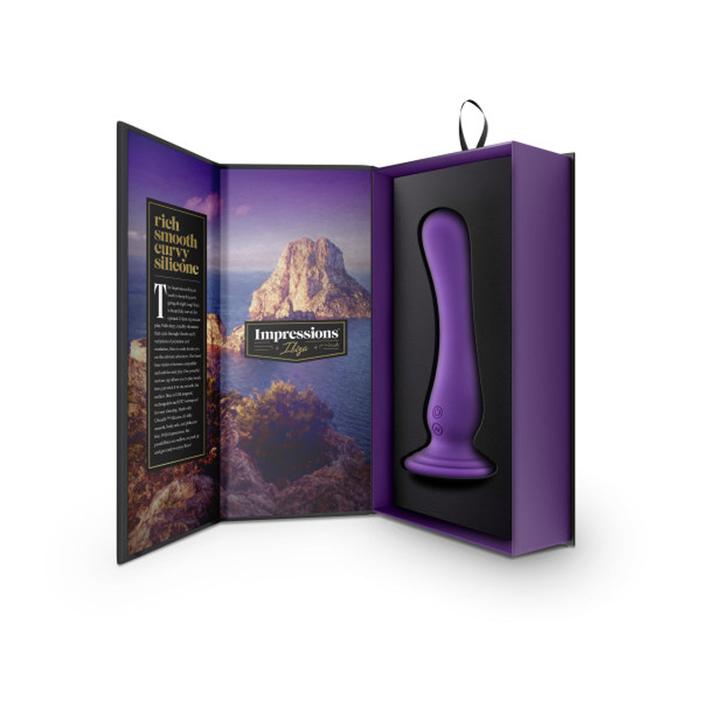 Blush Impressions Ibiza Rechargeable Silicone 7.75 in. Vibrating Dildo with Suction Cup Plum