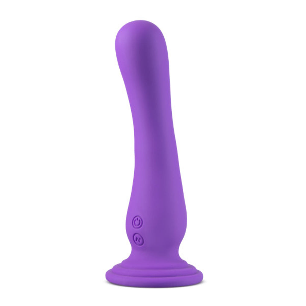 Blush Impressions Ibiza Rechargeable Silicone 7.75 in. Vibrating Dildo with Suction Cup Plum