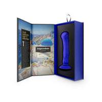 Blush Impressions Santorini Rechargeable Silicone 6.5 in. Vibrating Dildo with Suction Cup Blue