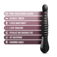 Blush Temptasia Lazarus Rechargeable 10 in. Silicone Thrusting Dildo Black