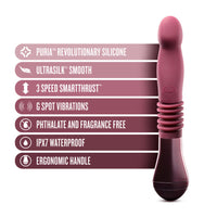 Blush Temptasia Trixie Rechargeable 10 in. Silicone Thrusting Dildo Wine