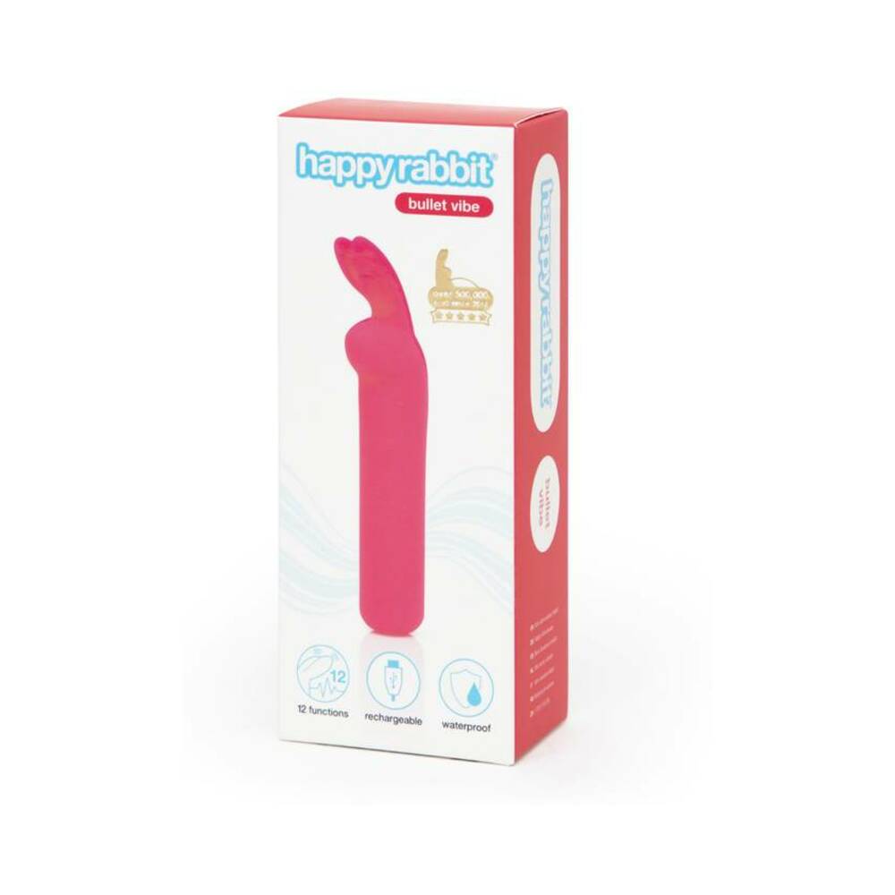 Happy Rabbit Rechargeable Silicone Bullet Vibrator With Ears Pink