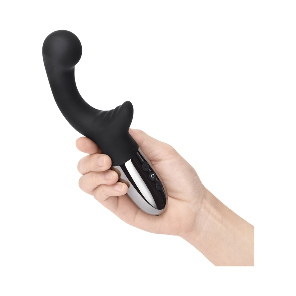 Le Wand XO Rechargeable Double-Motor Wave Silicone Dual Stimulation Vibrator Black