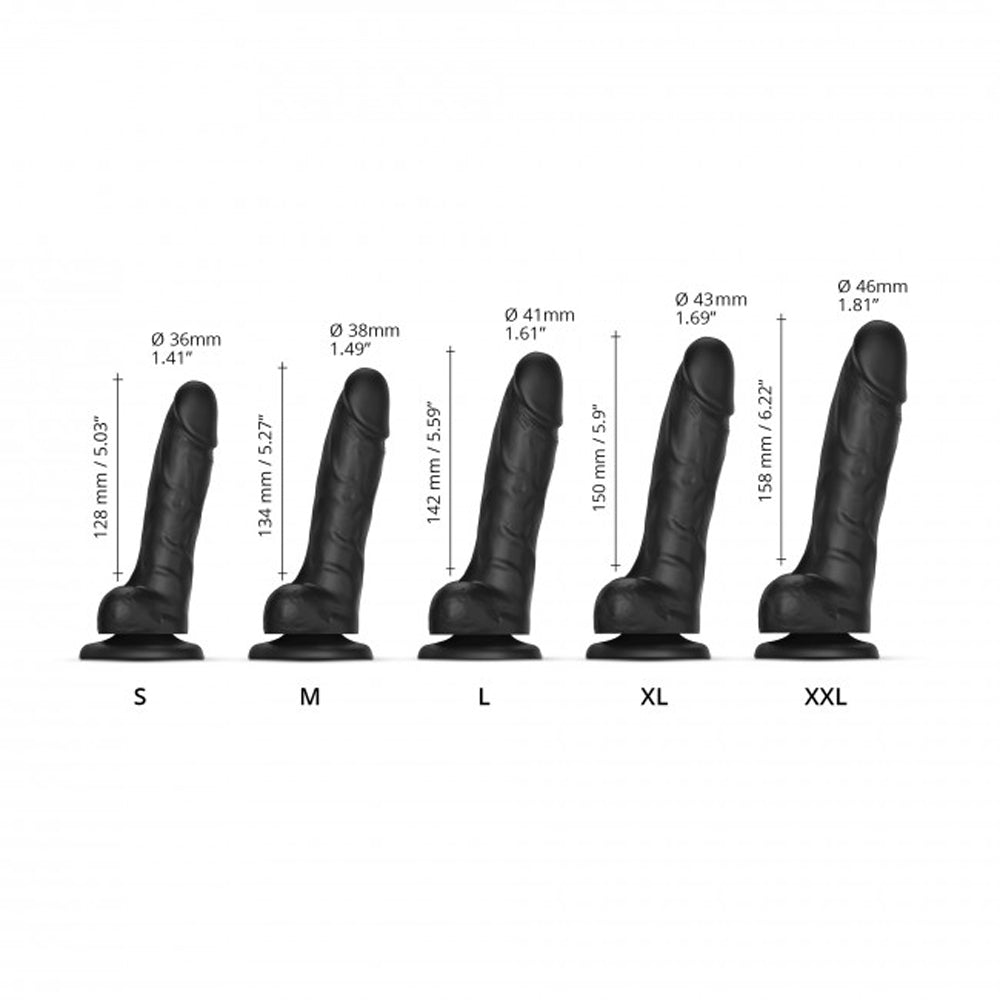 Strap-On-Me Realistic Collection Sliding Skin Dual-Density Silicone Dildo Black XL