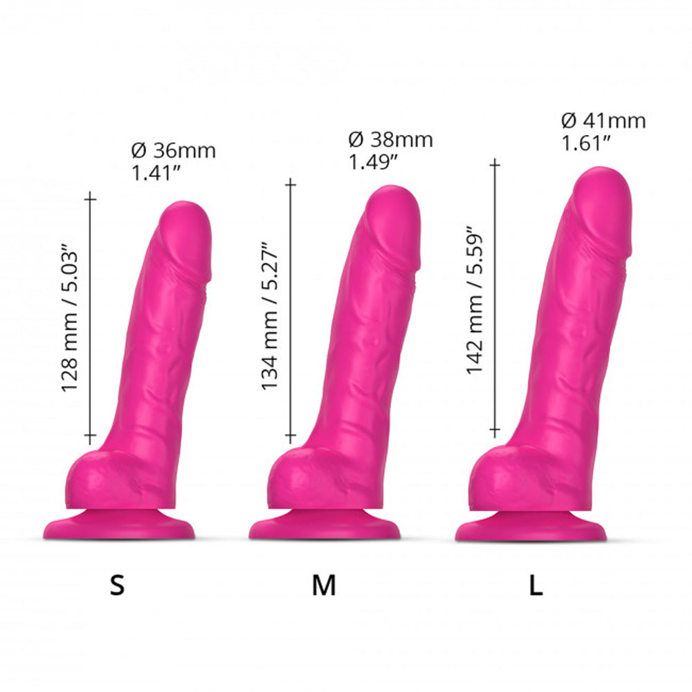 Strap-On-Me Realistic Collection Sliding Skin Dual-Density Silicone Dildo Fuchsia L