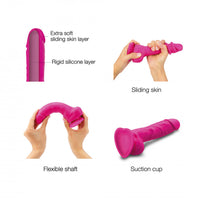 Strap-On-Me Realistic Collection Sliding Skin Dual-Density Silicone Dildo Fuchsia L