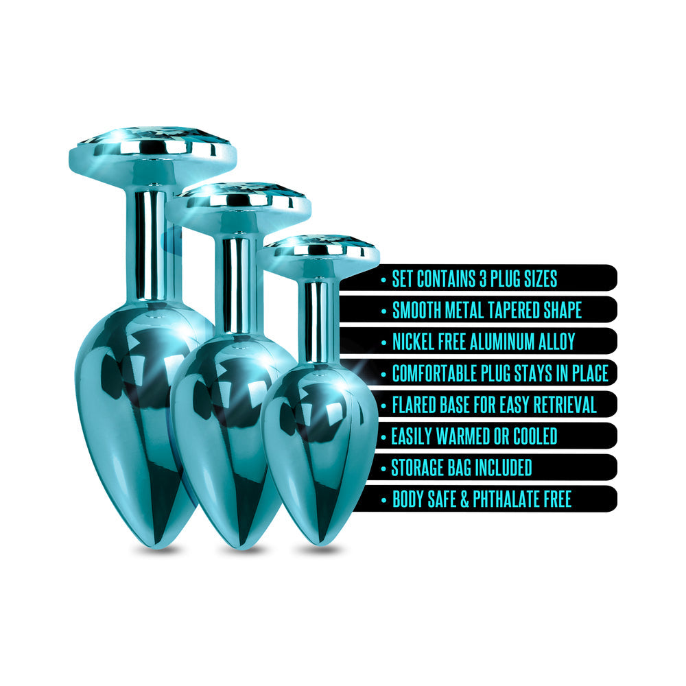 Nixie Metal Butt Plug†Trainer†Set 3-Piece Blue Metallic