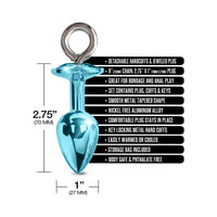 Nixie Metal Butt Plug & Furry Handcuff Set Medium†Blue Metallic