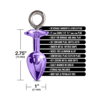 Nixie Metal Butt Plug & Furry Handcuff Set Medium Purple Metallic