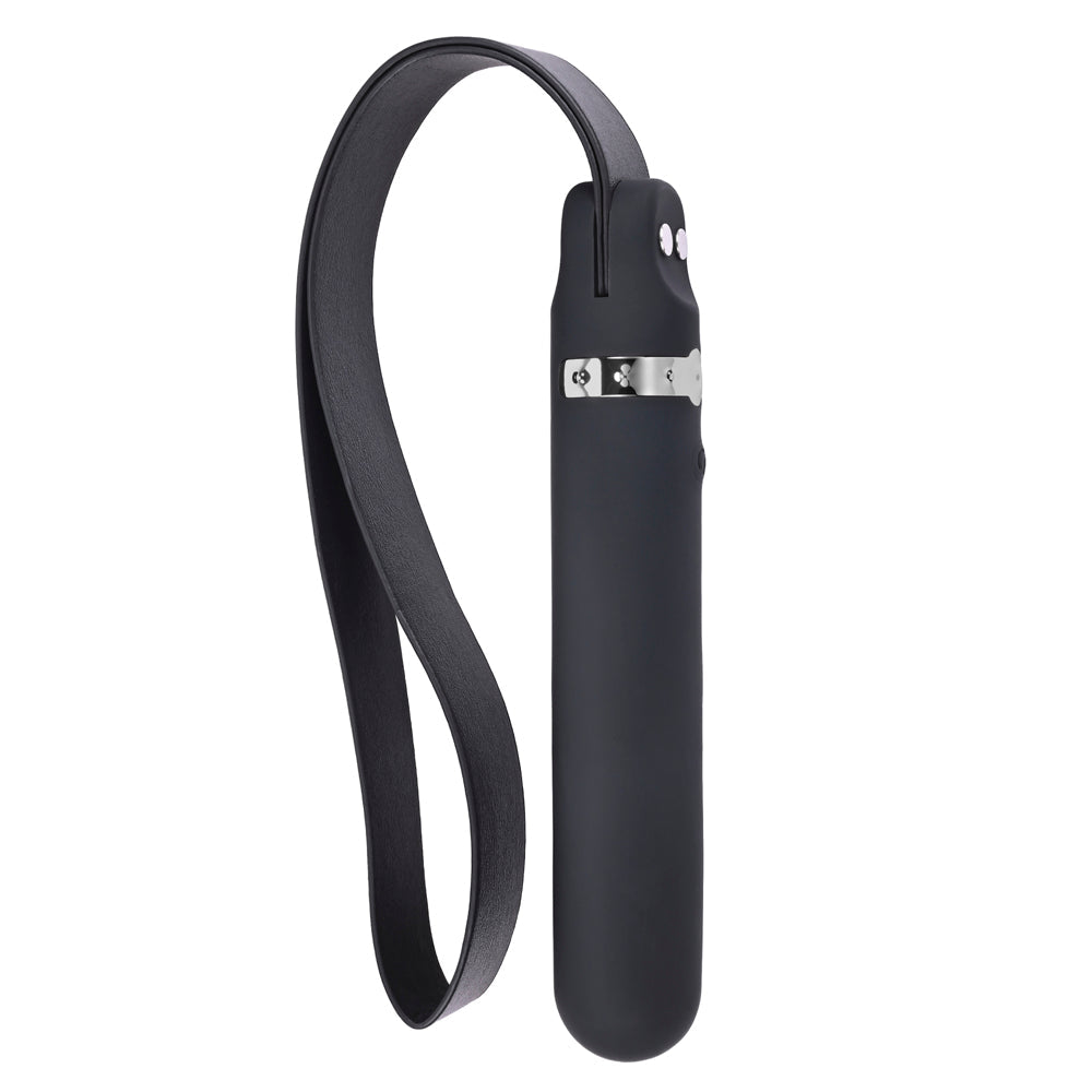 Adam & Eve Spank Me Vibe Rechargeable Silicone Vibrator With Slap Strap End Black