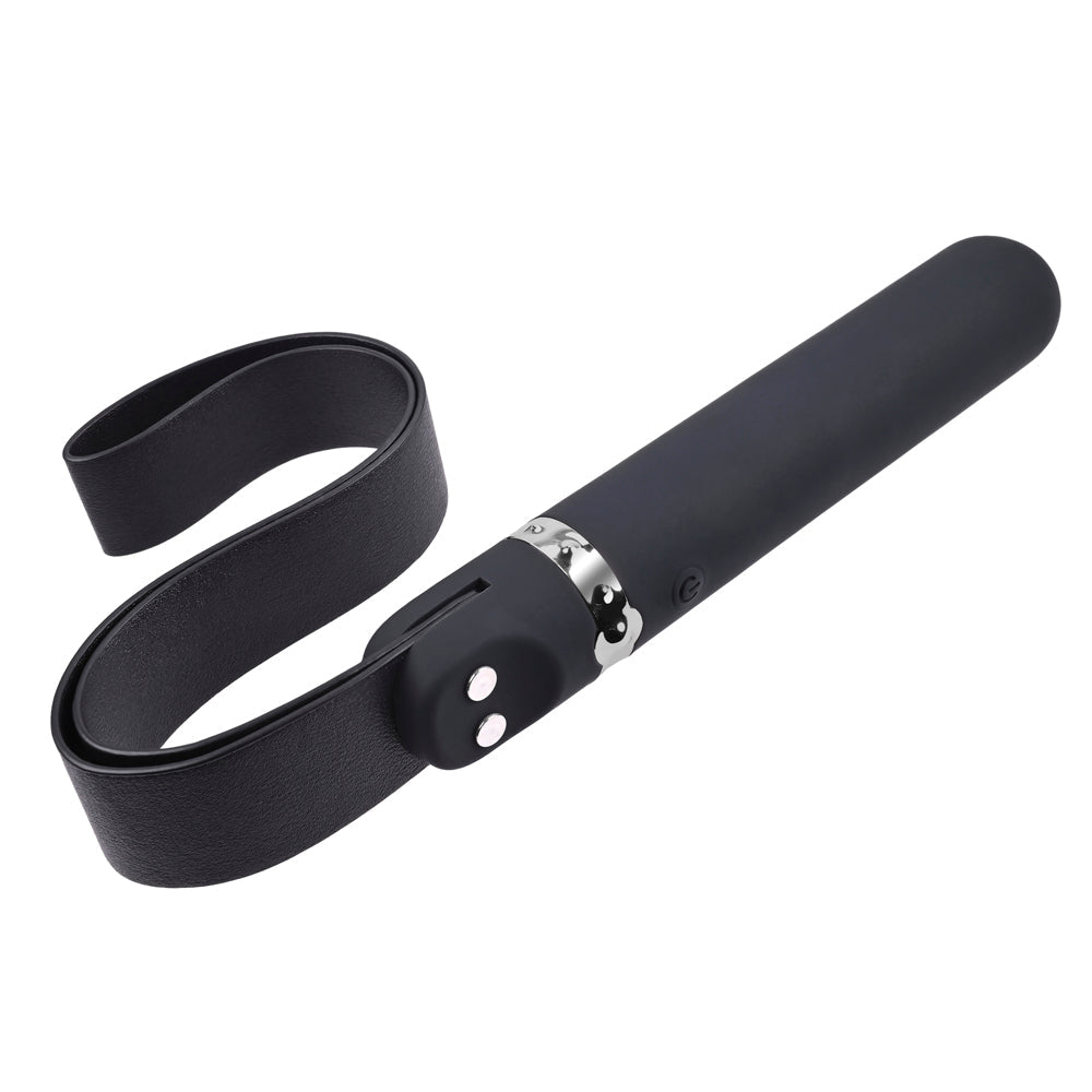 Adam & Eve Spank Me Vibe Rechargeable Silicone Vibrator With Slap Strap End Black