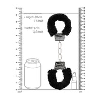 Ouch! Black & White Beginner Pleasure Furry Wrist Cuffs With Quick-Release Button Black