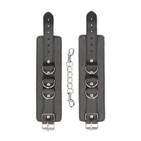Ouch! Black & White Adjustable Bonded Leather Wrist or Ankle Cuffs Black