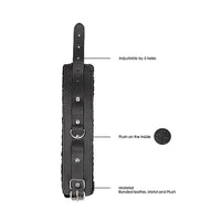 Ouch! Black & White Adjustable Plush Bonded Leather Hand Cuffs Black