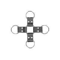 Ouch! Black & White Bonded Leather Hogtie With Hand & Ankle Cuffs Black