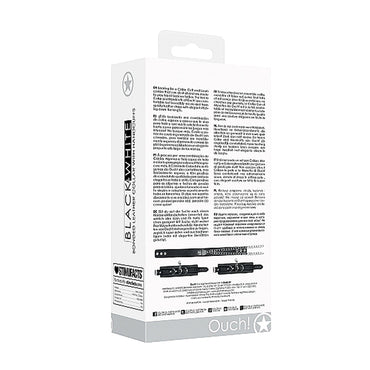 Ouch! Black & White Adjustable Bonded Leather Collar With Hand Cuffs & Chain Black