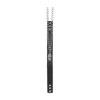 Ouch! Black & White Adjustable Bonded Leather Collar With Hand Cuffs & Chain Black