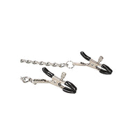 Ouch! Black & White Breathable Ball Gag With Nipple Clamps Black