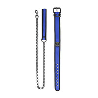Ouch! Puppy Play Neoprene Collar With Leash Blue/Black