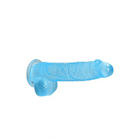 RealRock Crystal Clear Realistic 6 in. Dildo With Balls and Suction Cup Blue