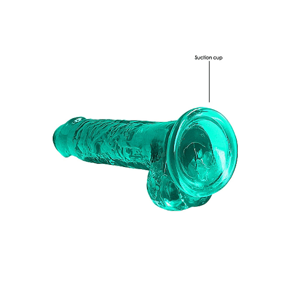 RealRock Crystal Clear Realistic 7 in. Dildo With Balls and Suction Cup Turquoise