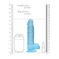 RealRock Crystal Clear Realistic 8 in. Dildo With Balls and Suction Cup Blue