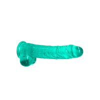 RealRock Crystal Clear Realistic 9 in. Dildo With Balls and Suction Cup Turquoise