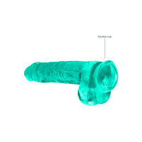 RealRock Crystal Clear Realistic 9 in. Dildo With Balls and Suction Cup Turquoise