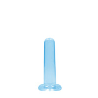 RealRock Crystal Clear Non-Realistic 5 in. Straight Dildo With Suction Cup Blue