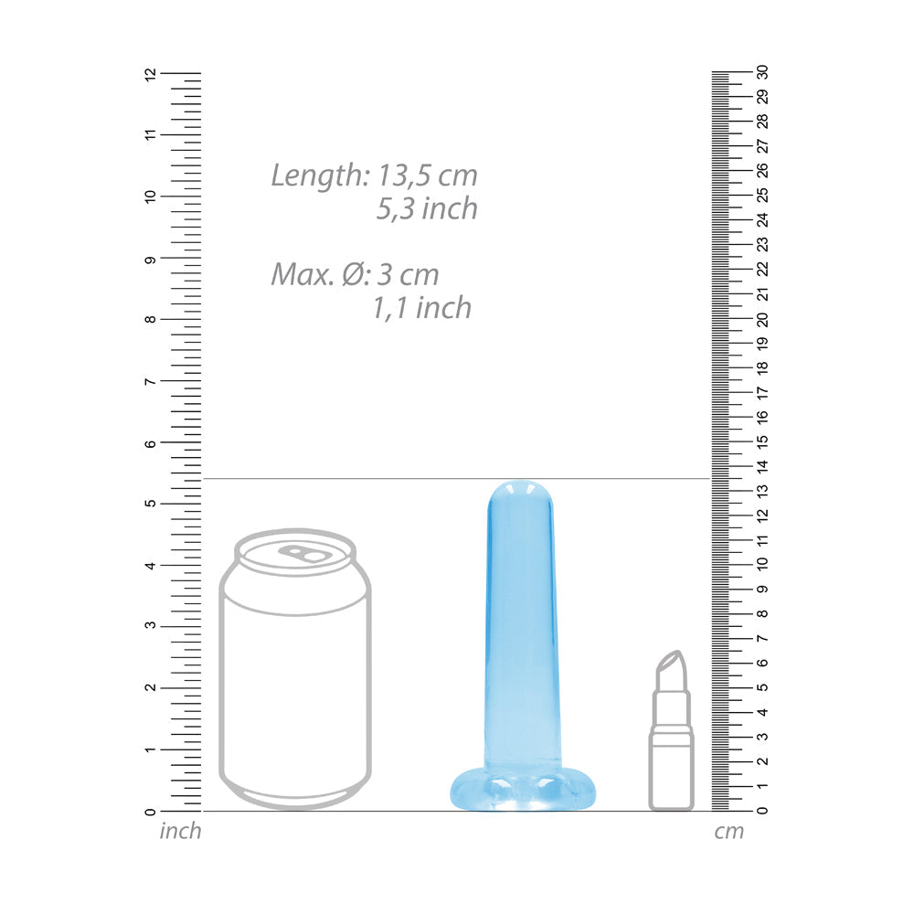 RealRock Crystal Clear Non-Realistic 5 in. Straight Dildo With Suction Cup Blue