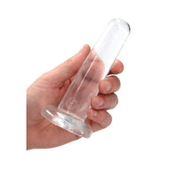 RealRock Crystal Clear Non-Realistic 5 in. Straight Dildo With Suction Cup Clear