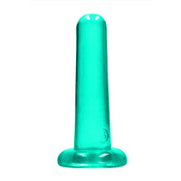 RealRock Crystal Clear Non-Realistic 5 in. Straight Dildo With Suction Cup Turquoise