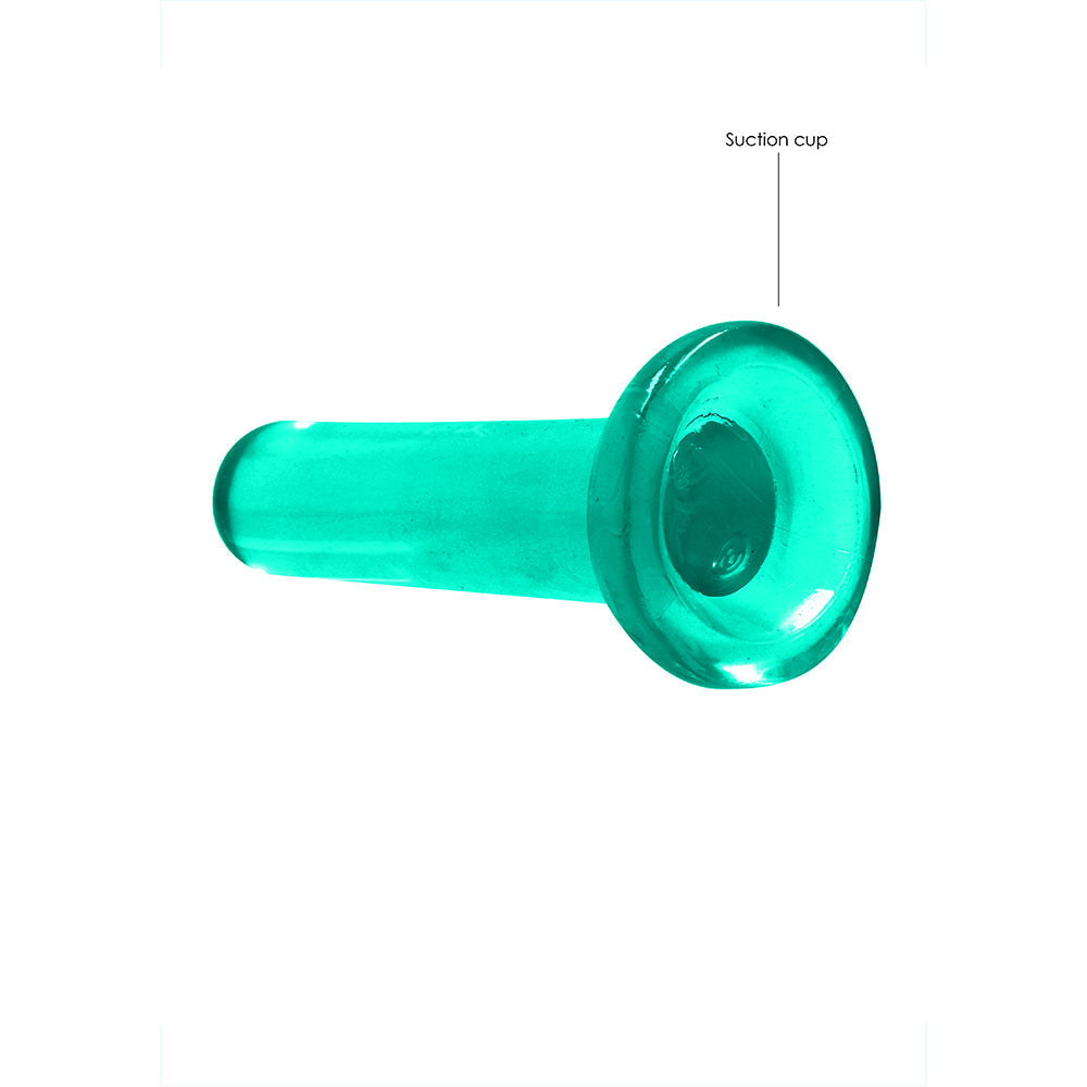 RealRock Crystal Clear Non-Realistic 5 in. Straight Dildo With Suction Cup Turquoise