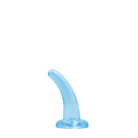 RealRock Crystal Clear Non-Realistic 5 in. Curved Dildo With Suction Cup Blue