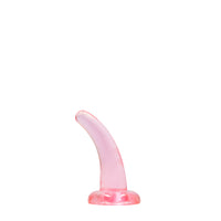 RealRock Crystal Clear Non-Realistic 5 in. Curved Dildo With Suction Cup Pink