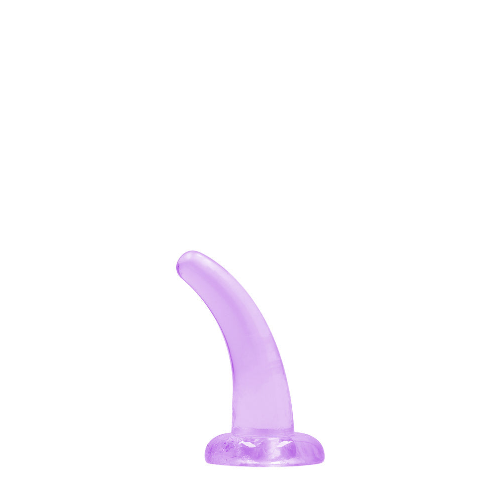 RealRock Crystal Clear Non-Realistic 5 in. Curved Dildo With Suction Cup Purple