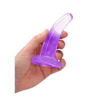 RealRock Crystal Clear Non-Realistic 5 in. Curved Dildo With Suction Cup Purple