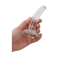 RealRock Crystal Clear Non-Realistic 5 in. Curved Dildo With Suction Cup Clear